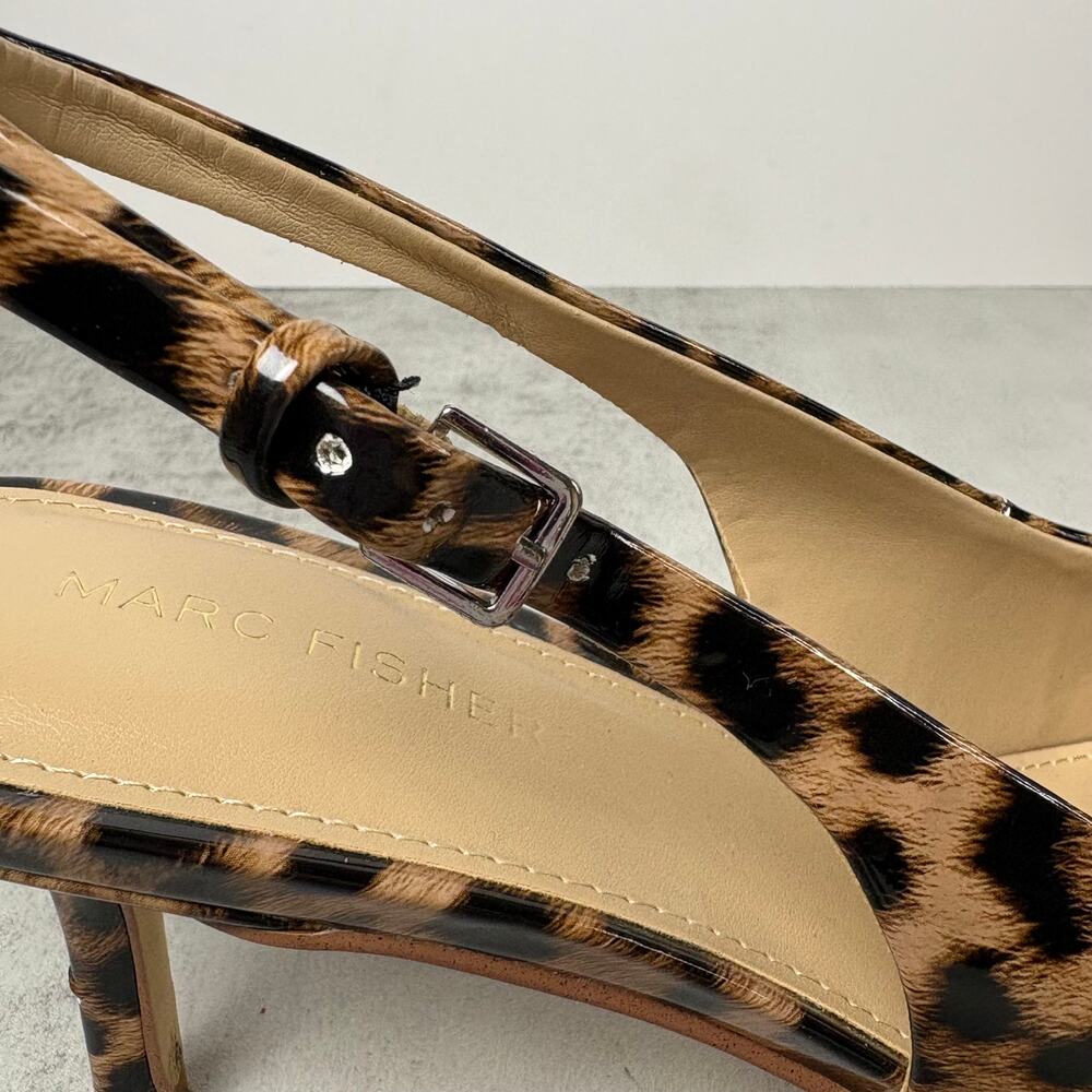 Marc Fisher Women's 9M Allon Slingback Pumps Leopard Print Patent Pointed Toe - Picture 10 of 14